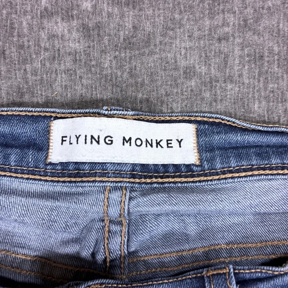 Flying Monkey Jeans Womens 28 Blue Distressed Made in USA Denim Grunge Indie
